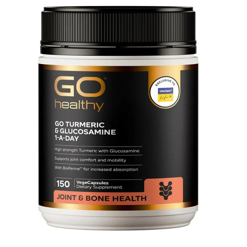 Go Healthy Go Turmeric + Glucosamine 1-A-Day VegeCapsules – 60s & 150s