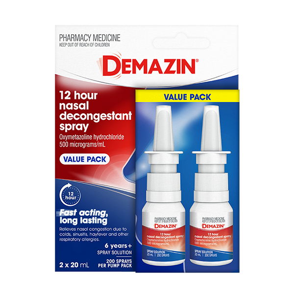 Demazin 12 Hour Nasal Decongestant Spray 2x 20ml