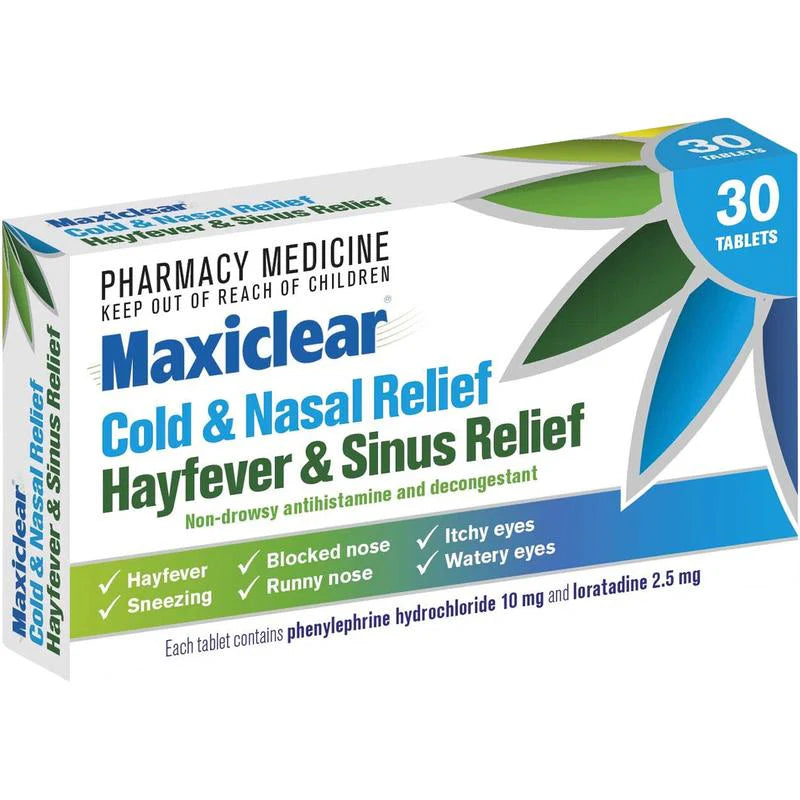 Maxiclear Cold, Nasal, Hayfever & Sinus Relief Tablets | 30 Tablets