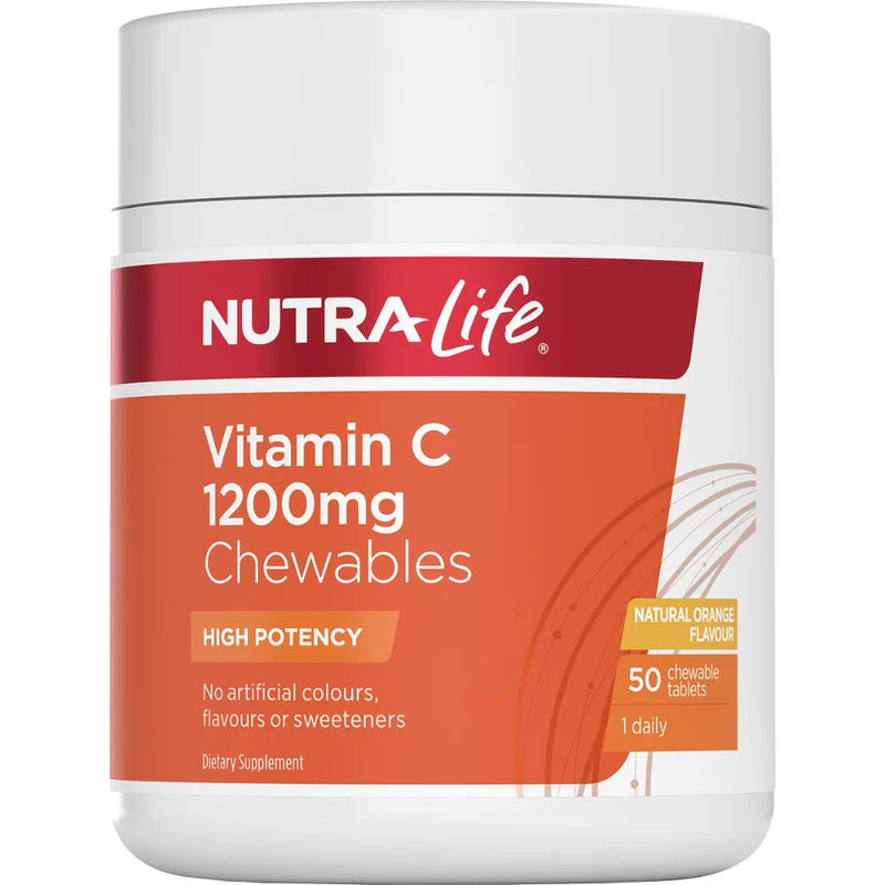 Nutra-Life One-a-Day Vitamin C 1200mg | Buffered Chewable | Immune & Antioxidant Support | 50 & 120 Tablets