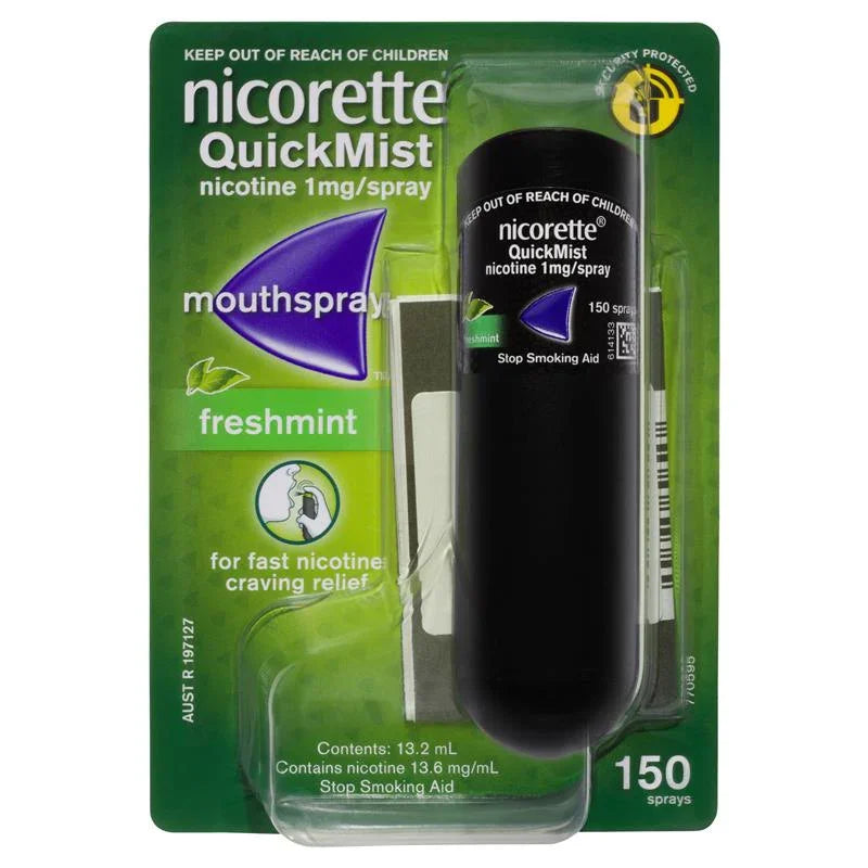 Nicorette QuickMist Nicotine Mouth Spray 150 Sprays | Quit Smoking & Vaping NRT | Fresh Mint and Cool Berry
