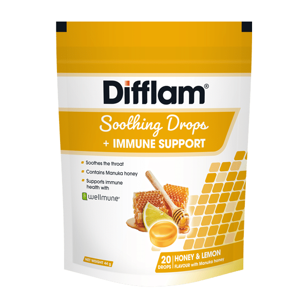 Difflam Soothing Drops + Immune Support Honey & Lemon 20s