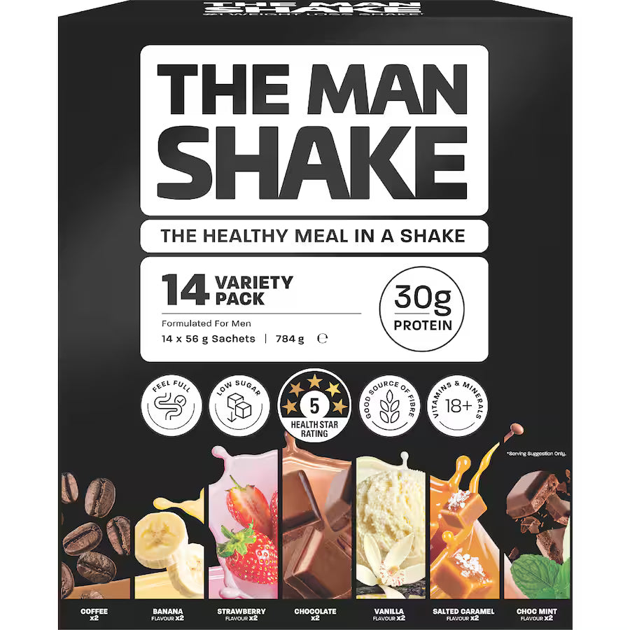 The Man Shake Variety Pack | 14 Sachets | 7 Flavours