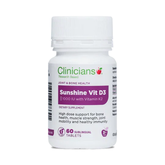 Clinicians Sunshine Vitamin D3 1000IU K2 60 Slow Release Tablets Bone Health Corner Pharmacy NZ