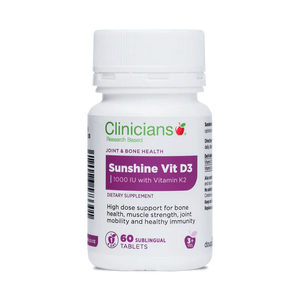Clinicians Sunshine Vitamin D3 1000IU with Vitamin K2 60 Slow Release tab