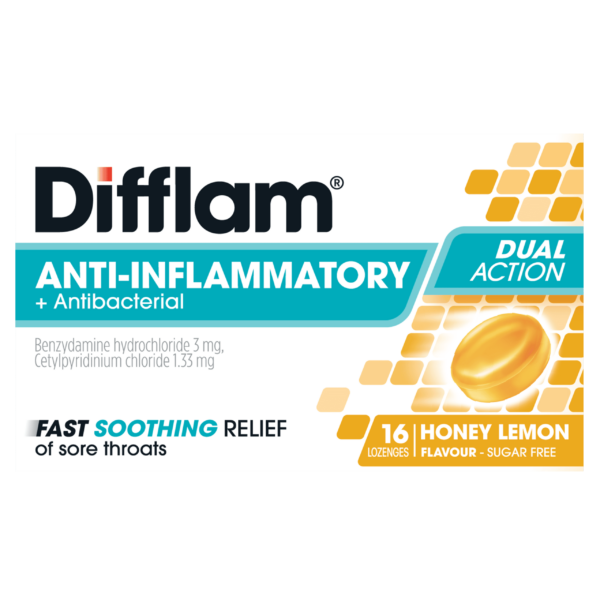 Difflam Sore Throat Lozenges Honey & Lemon 16s