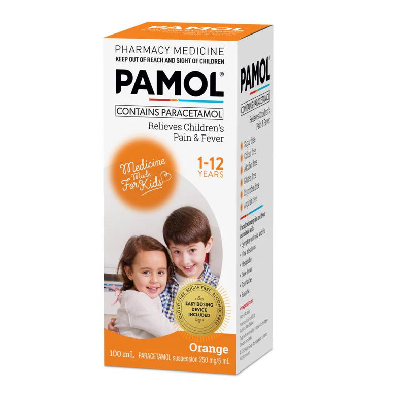 Pamol All Ages Paracetamol Liquid – Children's Pain & Fever Relief | Strawberry & Orange | 100ml & 200ml
