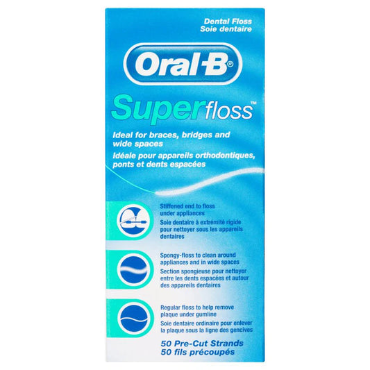 Oral-B Super Floss Unwaxed Dental Floss 50 Strands