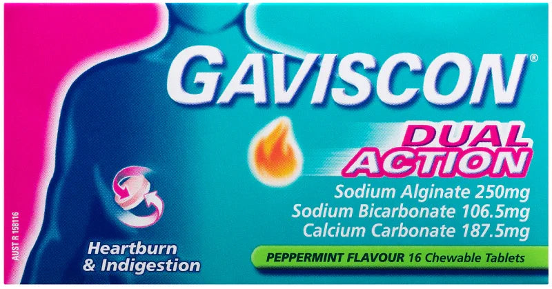 Gaviscon Dual Action Peppermint Tabs 16s