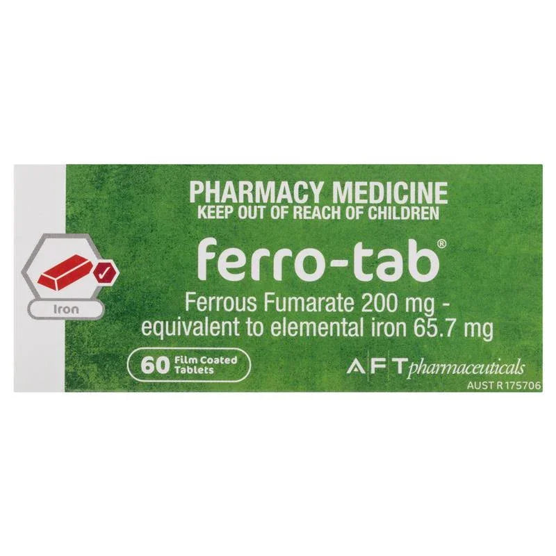 Ferro-Tabs Iron 200mg 60 Tablets Iron Deficiency Anaemia Corner Pharmacy NZ