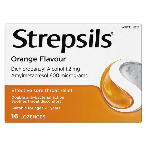 Strepsils Lozenges 16s | Orange and Honey & Lemon