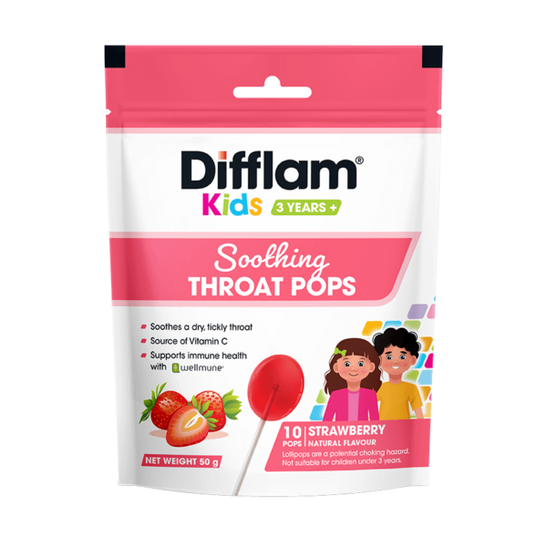 Difflam Kids Soothing Throat Pops Strawberry 10