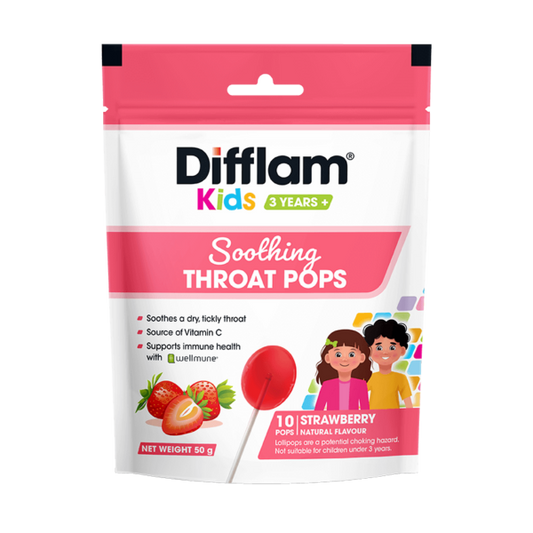 Difflam Kids Soothing Throat Pops Strawberry 10