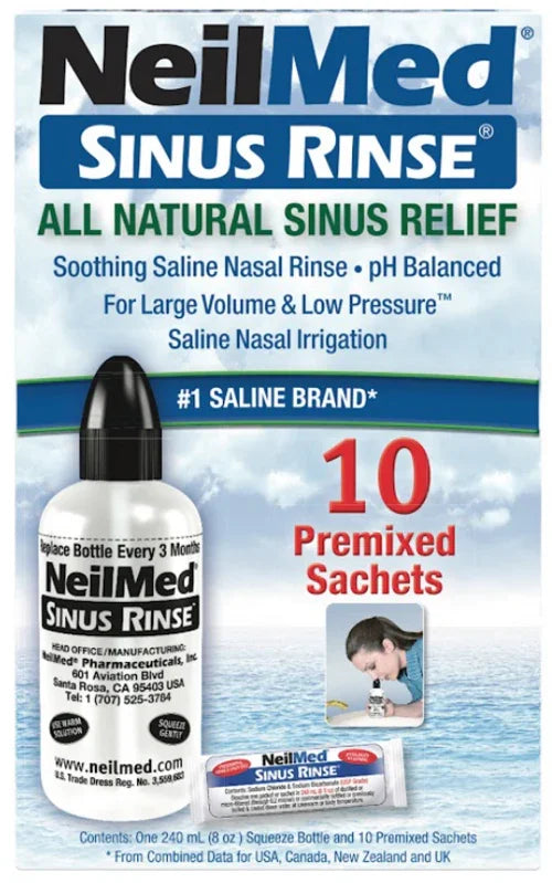 NeilMed Sinus Rinse Kit 240ml + 10 Sachets | Nasal Wash System