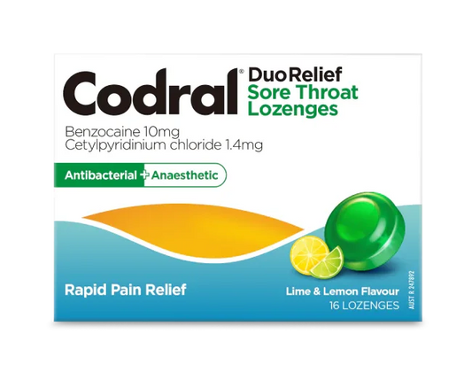 Codral Sore Throat Lozenges Lime & Lemon 16s