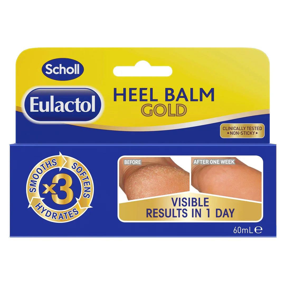 Scholl Eulactol Heel Balm Gold 60ml Cracked Heel Treatment Foot Care Corner Pharmacy NZ