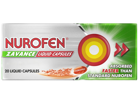 Nurofen Zavance Ibuprofen 200mg Liquid Capsules – Fast Pain & Fever Relief | 20 Capsules