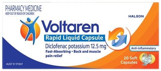 Voltaren Rapid 12.5mg Diclofenac Liquid Capsules 20 Pack – Fast-Absorbing Pain Relief
