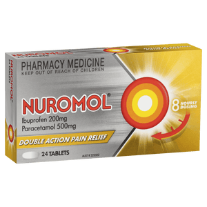 Nuromol Ibuprofen 200 mg & Paracetamol 500 mg Double Action Pain Relief 24 Tablets - Corner Pharmacy