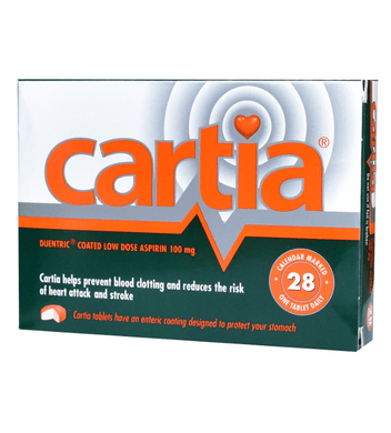 Cartia Duentric Coated Low Dose Aspirin 100 mg 28 Tablets - Corner Pharmacy