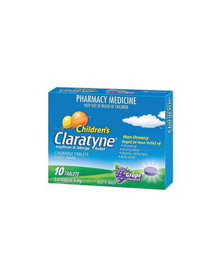 Children's Claratyne Grape Flavoured 10 Chewable Tablets - Corner Pharmacy