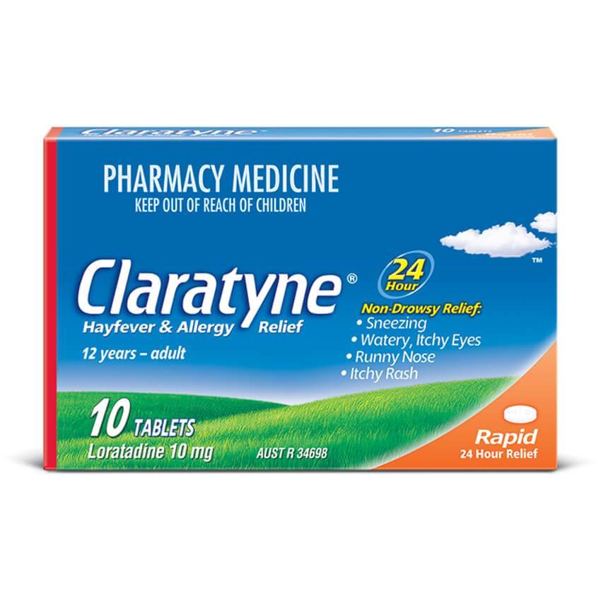 Claratyne hayfever allergy relief tablets 10 pack, loratadine 10mg, for adults and children 12+