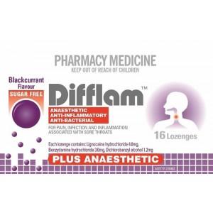 Difflam Plus Anaesthetic Sugar Free Throat Lozenges Blackcurrant 16s - Corner Pharmacy