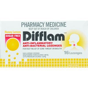 Difflam Throat Lozenges Sugar Free Honey Lemon 16 s - Corner Pharmacy