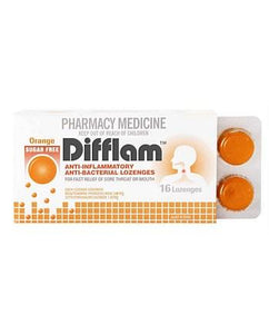 Difflam Throat Lozenges Sugar Free Orange 16 s - Corner Pharmacy