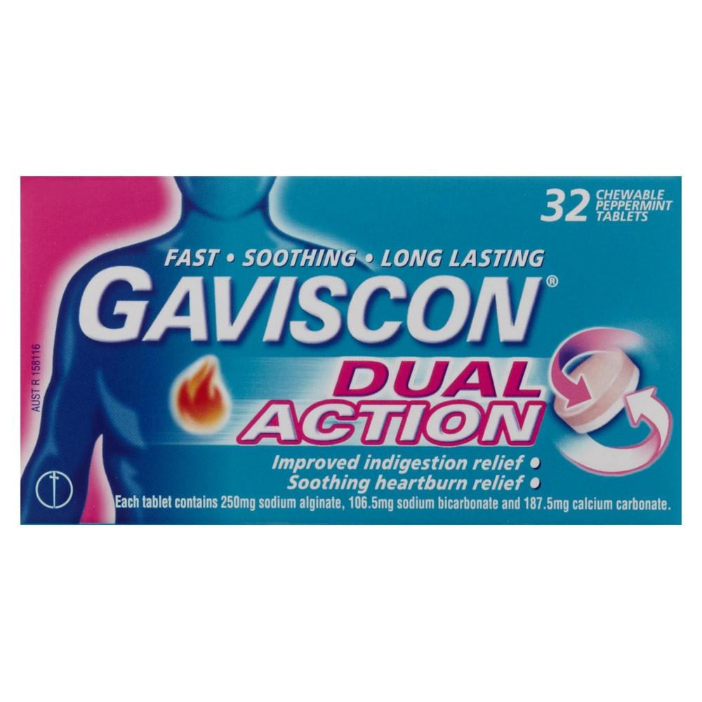 Gaviscon Dual Action 32 Chewable Peppermint Tablets - Corner Pharmacy