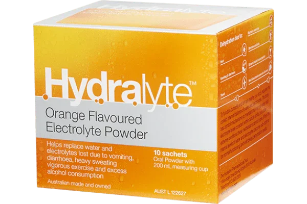 Hydralyte Orange Flavoured Electrolyte Powder 10 Sachets - Corner Pharmacy