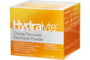 Hydralyte Orange Flavoured Electrolyte Powder 10 Sachets - Corner Pharmacy
