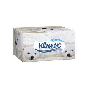 Box of Kleenex facial tissues featuring polar bear cubs on packaging