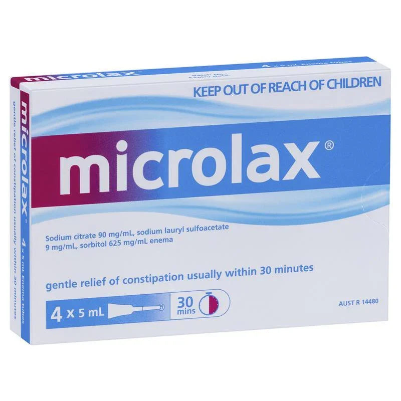 Microlax Gentle Relief Of Constipation Usually Within 30 Minutes 4 x 5 ml - Corner Pharmacy
