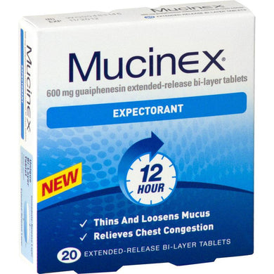 Mucinex Expectorant 20 Extended-Release Bi-Layer Tablets - Corner Pharmacy