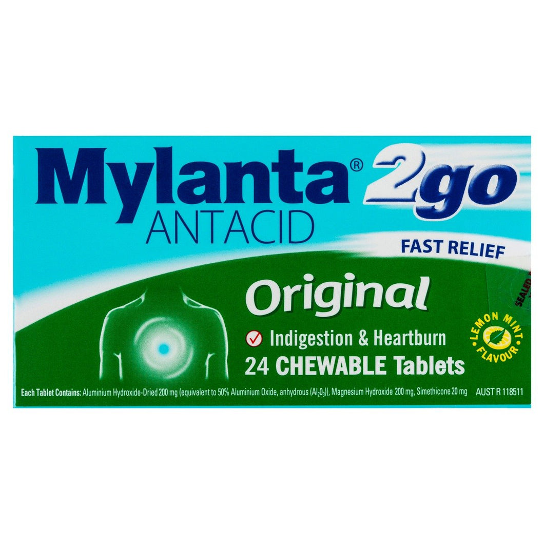 Mylanta Antacid 2 Go Fast Relief Original 24 Chewable Tablets - Corner Pharmacy