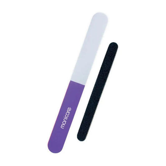 Nail buffer and nail file set on white background, manicure tool for shiny, smooth nails