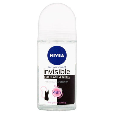 Nivea Invisible For Black & White Clear Roll- On 50ml - Corner Pharmacy