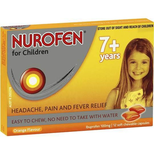 Nurofen For Children Soft Chewable Capsules 7+ Years 12 Soft Chewable Capsules - Corner Pharmacy