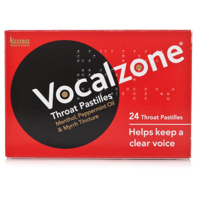 Vocalzone Throat Pastilles Peppermint Oil, Myrrh Tincture & Menthol 24 Throat Pastilles - Corner Pharmacy